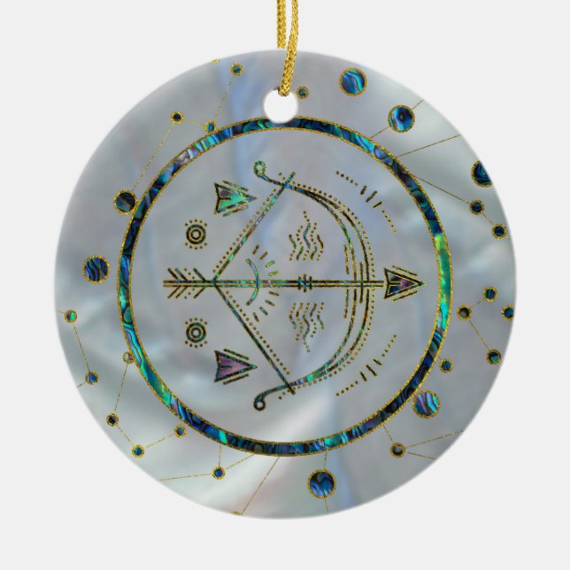 Schütze-Tierkreis-Goldohrschnecke auf Keramik Ornament (Vorne)
