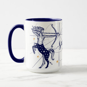 Schütze-Tierkreis-Marine-Blau u. Goldgeburts-Tass Tasse