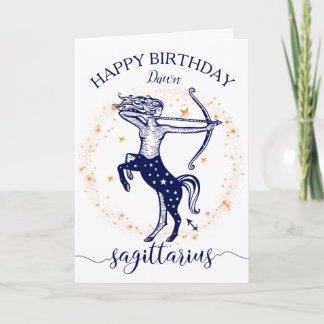 Schütze-Tierkreis-Marine-Goldmonochrom-Geburtstag Karte