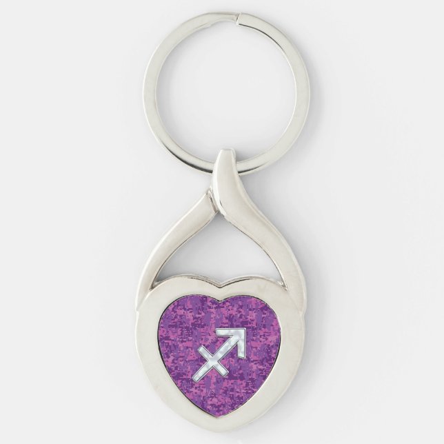 Schütze-Tierkreis-Symbol auf pinkfarbener Schlüsselanhänger (Vorderseite)