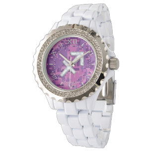 Schütze-Tierkreis-Symbol-Rosa-Tarnungs-Skala Armbanduhr