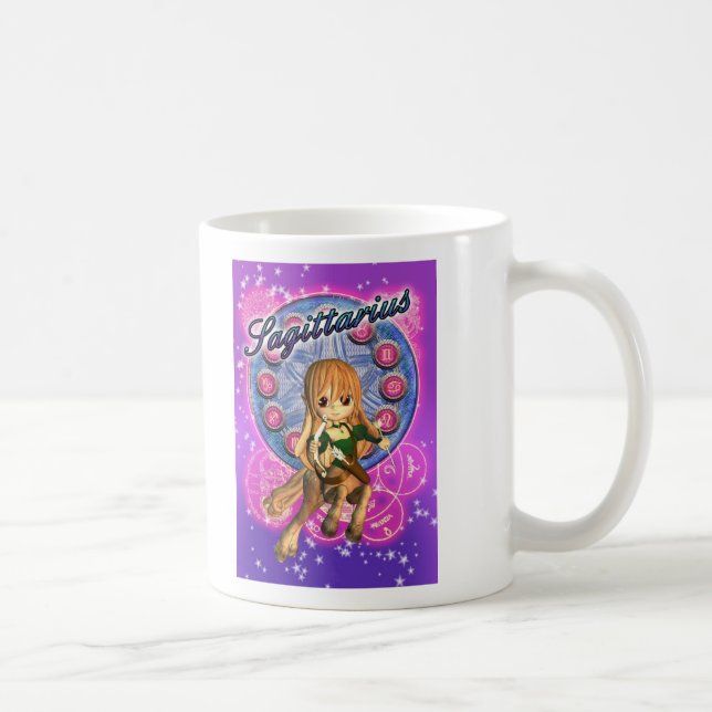 Schütze-Tierkreis-Tasse mit niedlichem weiblichem Kaffeetasse (Rechts)