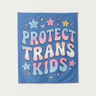 Schütze Trans-Kinder Kawaii Sterne Retro Pride Wandteppich