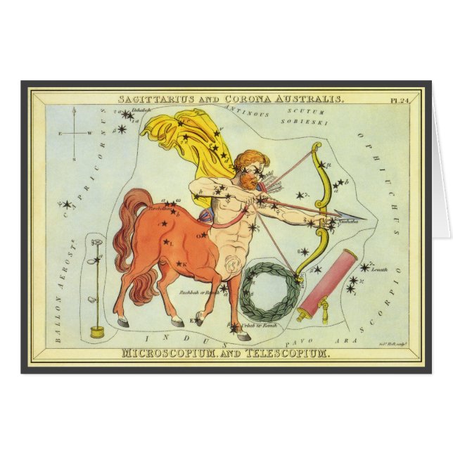 Schütze, Vintager Sternbild Uranien-Spiegel (Vorderseite (Horizontal))