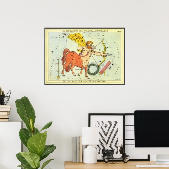 Schütze, Vintager Sternbild Uranien-Spiegel Poster (Heimbüro)