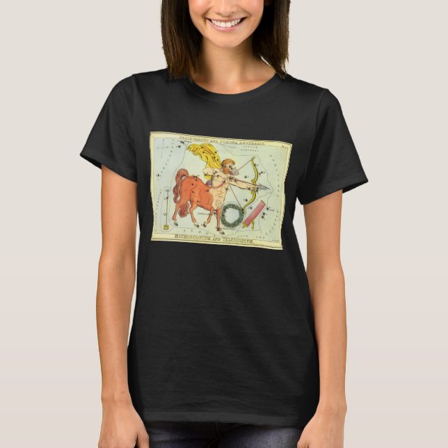 Schütze, Vintager Sternbild Uranien-Spiegel T-Shirt (Vorderseite)