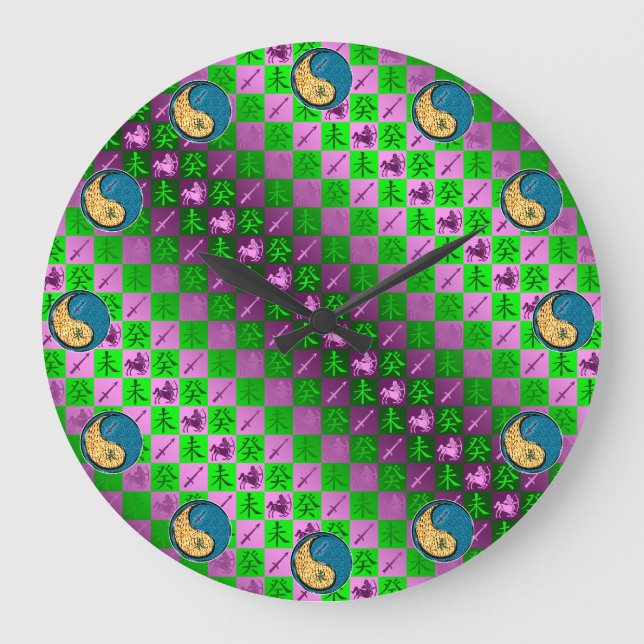 Schütze & Wasserziege Große Wanduhr (Vorderseite)