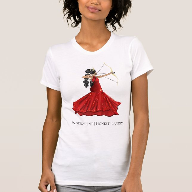 Schütze weibliche Göttin - Persönlichkeitsmerkmale T-Shirt (Vorderseite)