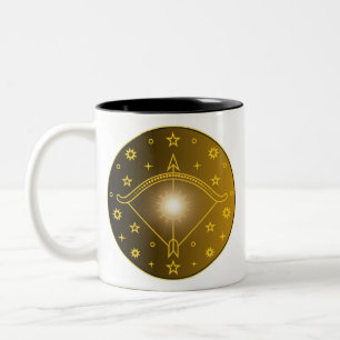 Schütze-Zodiac-Emblem Minimales Himmelsymbol Zweifarbige Tasse