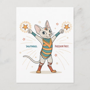 Schütze-Zodiac-Katze Freiheit Zuerst Kunst Postkarte