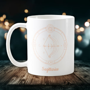 Schütze-Zodiac Line Art Weiß-Pfirsich Kaffeetasse