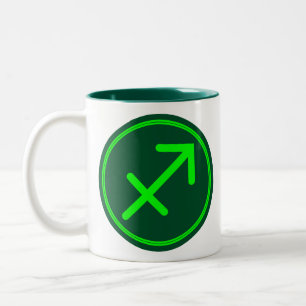 Schütze-Zodiac-Symbol grüner Kontrast Zweifarbige Tasse