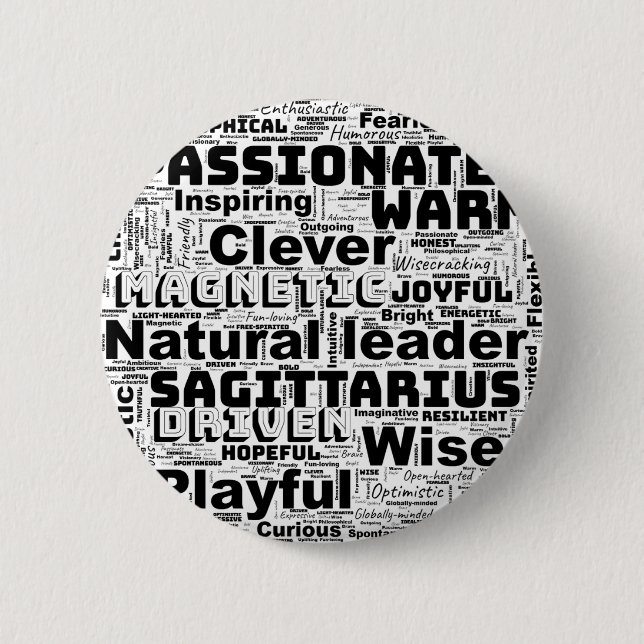 Schütze-Zodiac-Wortwolken-Inspiration  Button (Vorderseite)