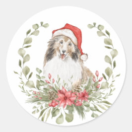 Schutzeinrichtungen in einer Weihnachtsmannmütze Runder Aufkleber