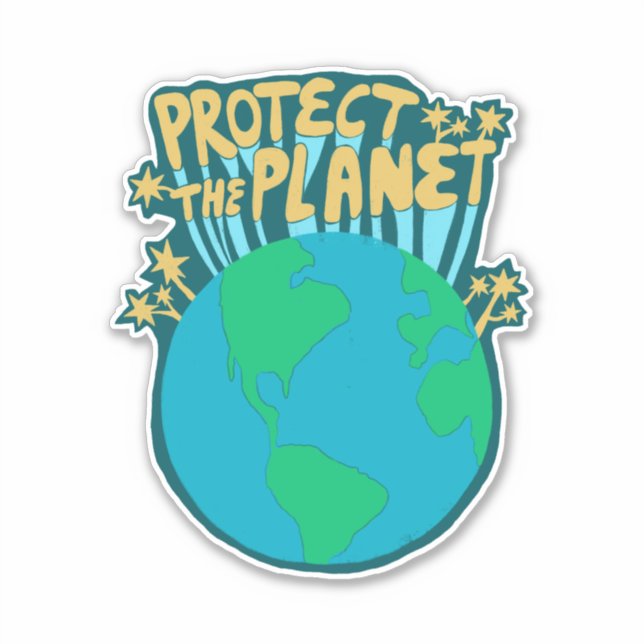 SCHÜTZEN DES PLANETEN GERETTET ERDE Öko Grün Aufkleber (Vorderseite)