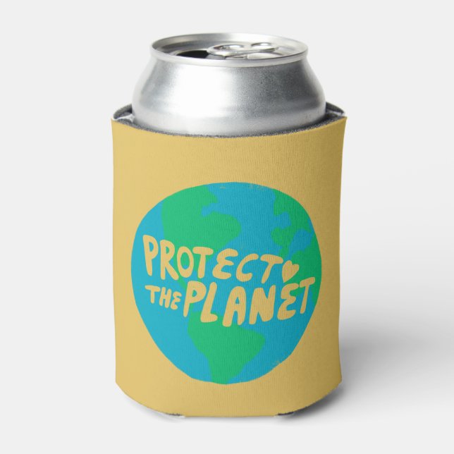 SCHÜTZEN DES PLANETEN GERETTET ERDE Öko Grün Dosenkühler (Kanne Vorderseite)