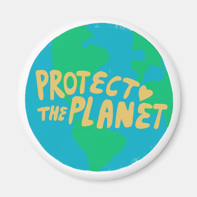 SCHÜTZEN DES PLANETEN GERETTET ERDE Öko Grün Magnet (Vorne)