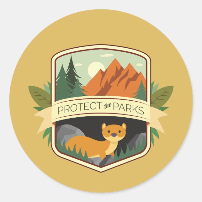 Schützen Sie die Parks Weasel Runder Aufkleber (Vorderseite)