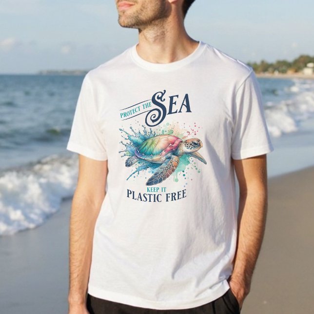 Schützen Sie die plastische, freie Schildkröte im  T-Shirt (Protect the Sea Plastic Free Turtle Lover T-Shirt)