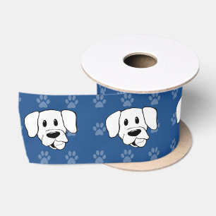 Schützen Sie HundeCartoon-Labrador blaue pawprint Satinband