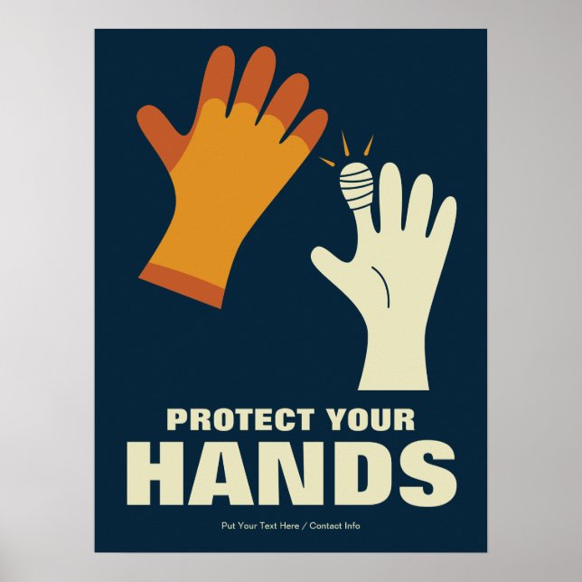 Schützen Sie Ihre Hände im Sicherheitsbereich Poster (Vorne)