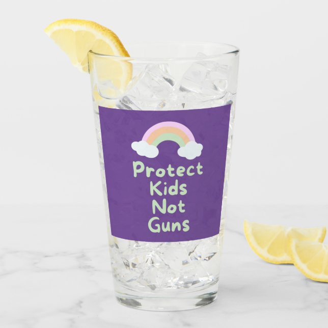 Schützen Sie Kinder, nicht Waffen Wortart Glas (Vorderseite Ice)