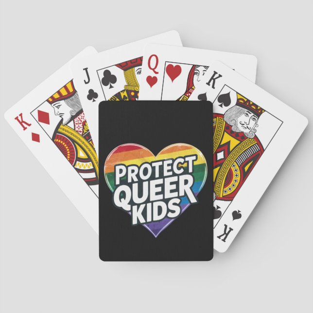 Schützen Sie Quee Kids Rainbow Herz LGBT Prix Spielkarten (Rückseite)