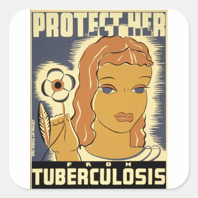 Schützen Sie sie vor Tuberkulose Quadratischer Aufkleber (Vorderseite)