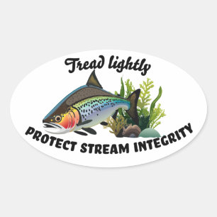 Schützen Sie Stream Integrity Rainbow Trout Ovaler Aufkleber