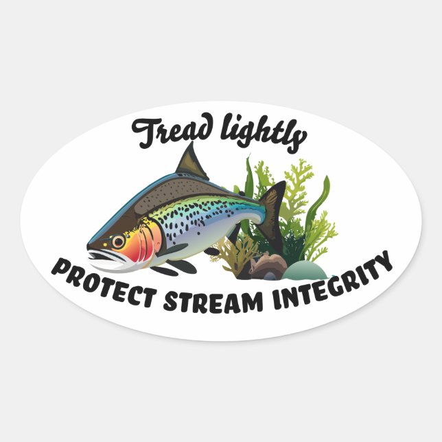 Schützen Sie Stream Integrity Rainbow Trout Ovaler Aufkleber (Vorderseite)