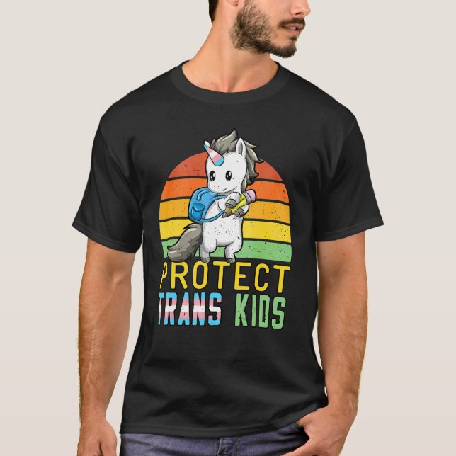 Schützen Sie Trans Kids Unicoron Transgender Flag  T-Shirt (Vorderseite)