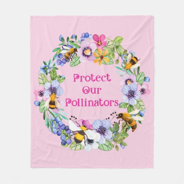 Schützen Sie unsere Bestäuber und Blume Fleecedecke (Vorderseite)