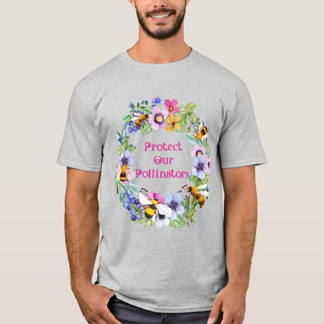 Schützen Sie unsere Bestäuber und Blume T-Shirt (Vorderseite)