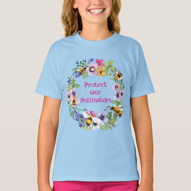 Schützen Sie unsere Bestäuber und Blume T-Shirt (Vorderseite)
