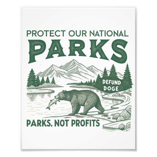 Schützen Sie unsere nationalen Parks entschädigen  Fotodruck (Vorne)