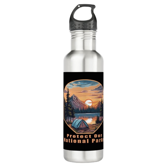 Schützen Sie unsere Nationalparks Edelstahlflasche (Vorderseite)