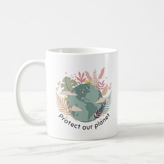 Schützen Sie unseren Planeten - Erde Tag (Cartoon- Kaffeetasse (Links)