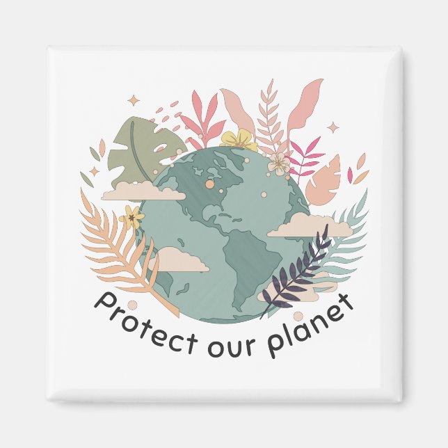 Schützen Sie unseren Planeten - Erde Tag (Cartoon- Magnet (Vorne)