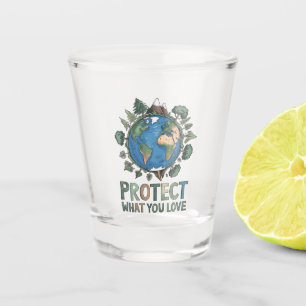 Schützen Sie, was Sie Liebe" Umwelt-Erddesign Schnapsglas