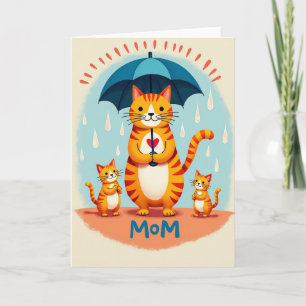 Schützende Mutter Katzenillustrationskarte Karte