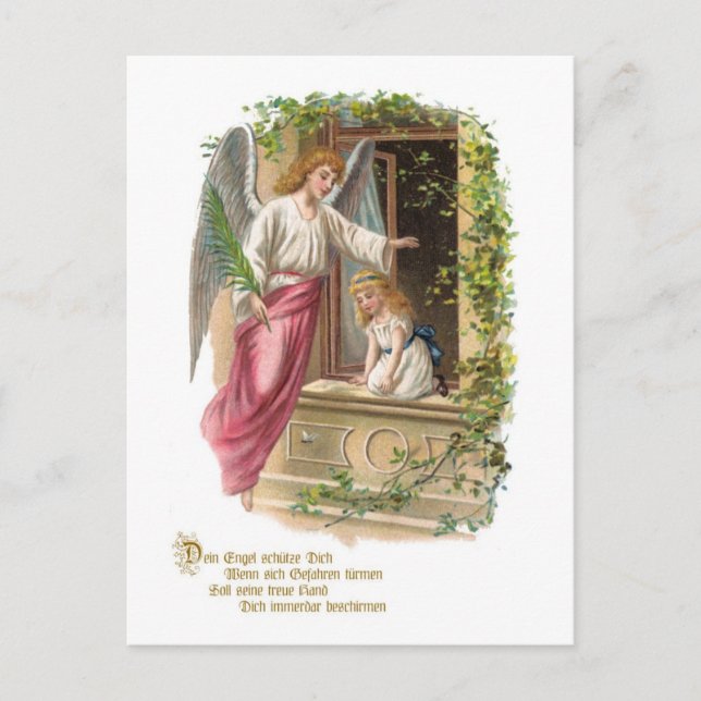 Schutzengel am Fenster Postkarte (Vorderseite)