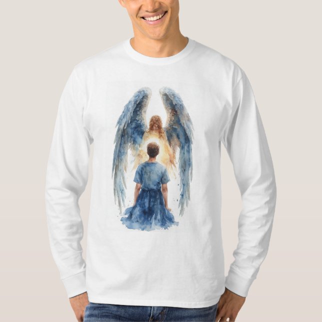 Schutzengel Herren Langarm T-Shirt (Vorderseite)