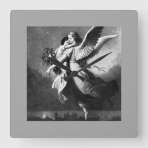 Schutzengel in der Nacht Quadratische Wanduhr