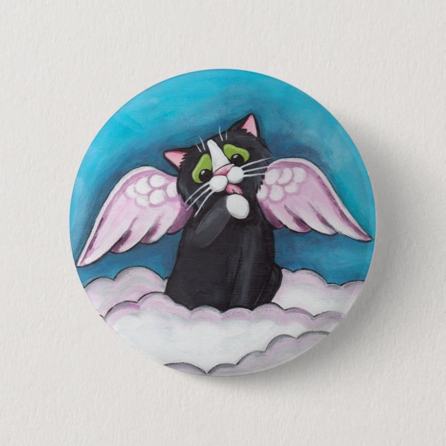 Schutzengel-Katzen-Knopf Button (Vorderseite)