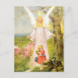 Schutzengel Mädchen und Schlange Postkarte