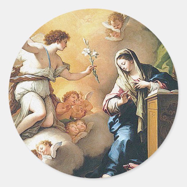 Schutzengel mit Geschenken Runder Aufkleber (Vorderseite)