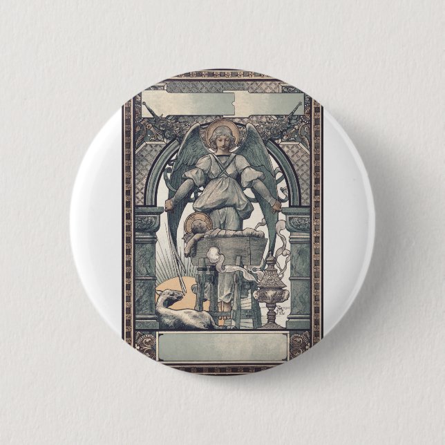Schutzengel mit Jesuskind Button (Vorderseite)