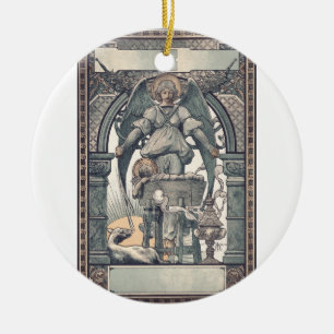 Schutzengel mit Jesuskind Keramik Ornament