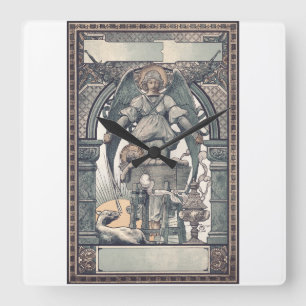 Schutzengel mit Jesuskind Quadratische Wanduhr