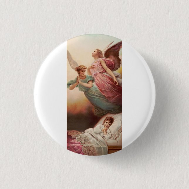 Schutzengel mit Kind Button (Vorderseite)